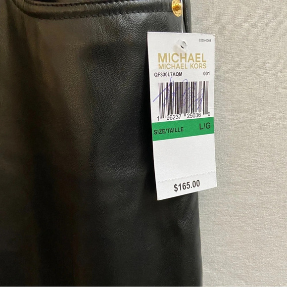NWT Michael Kors straight leg high rise pull on vegan leather pants Sz L - Picture 4 of 12